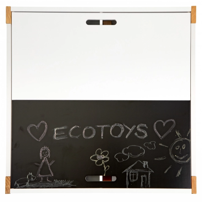 ECOTOYS Dětský dřevěný stůl s tabulí a dvěma židličkami