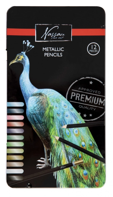 Metalické pastelky v plechové krabičce