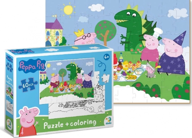 DODO Oboustranné puzzle Prasátko Peppa 60 dílků – Piknik