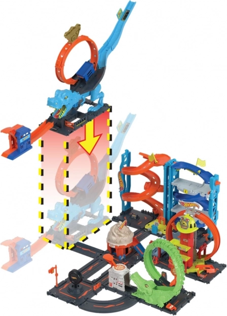 Hot Wheels City smyčka T-Rexa – kaskadérská dráha s autíčkem