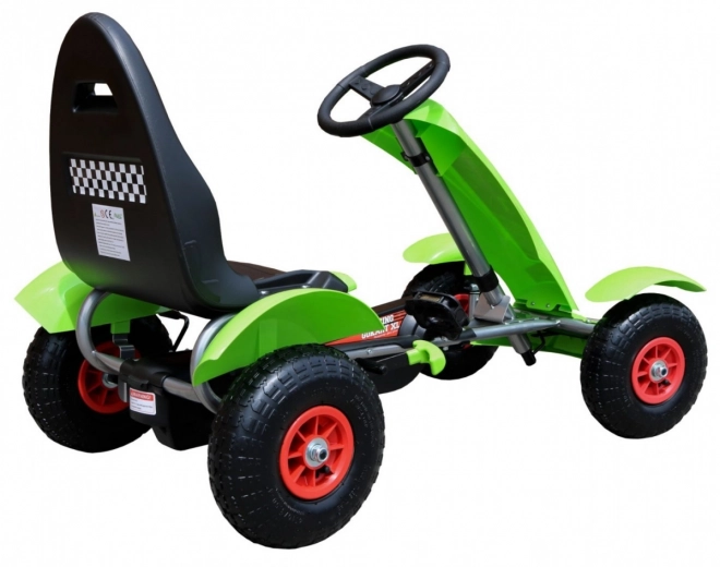 Závodní šlapací motokára XL pro děti 3+ Zelená + Nafukovací kola + Nastavitelné sedadlo + Volnoběh