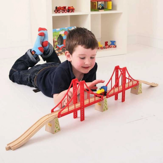 Bigjigs Rail dvojitý dřevěný železniční most