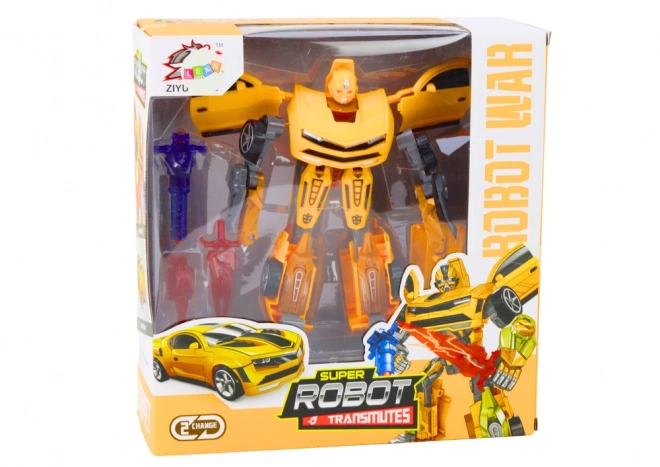 Žlutý transformující robot 2v1 se sportovním vzhledem