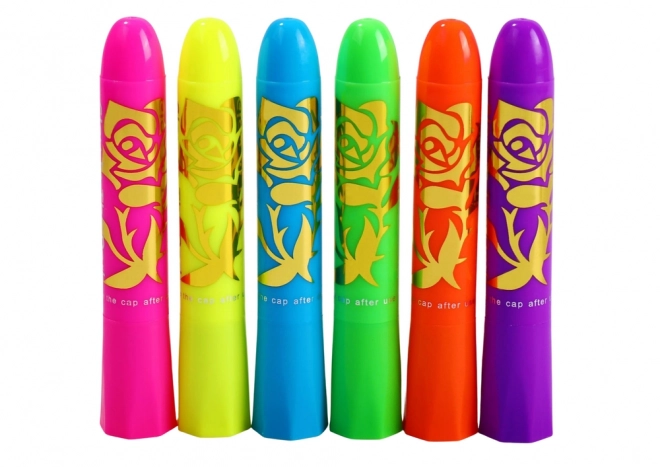 Neonová souprava na malování obličeje, fluorescenční pastelky, 6 ks