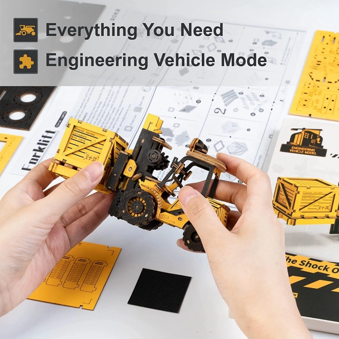 RoboTime dřevěné 3D puzzle - Vysokozdvižný vozík