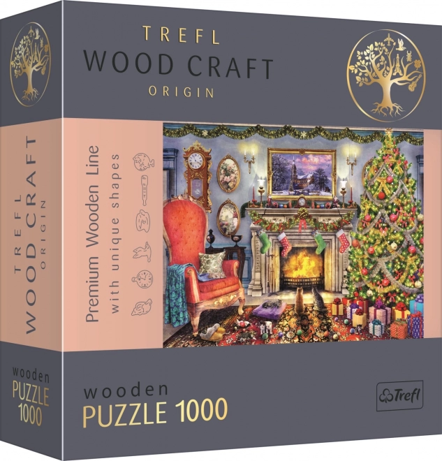 Dřevěné oboustranné puzzle TrefL U krbu 1000 dílků