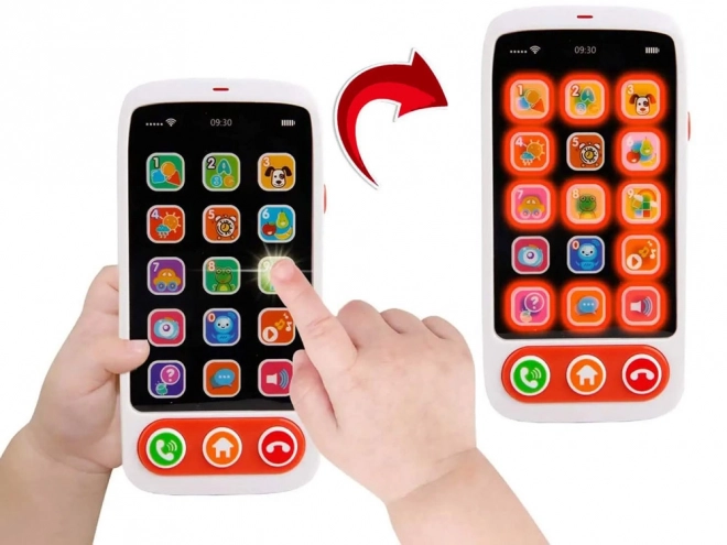 Interaktivní dotykový smartphone pro děti se světly a melodiemi