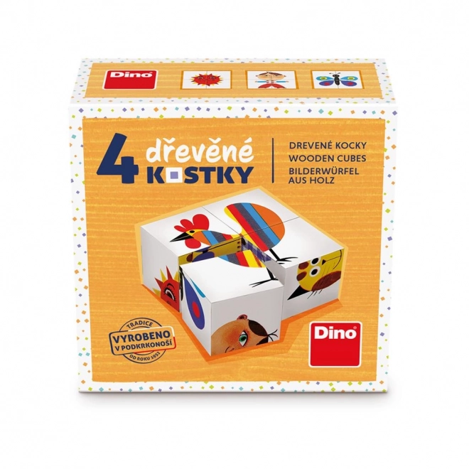 Dřevěné kostky s kohoutem