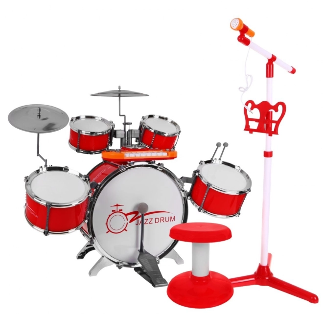 Hudební sada Percussion + Keyboard + Mikrofon + Zvuky a světla – Červená