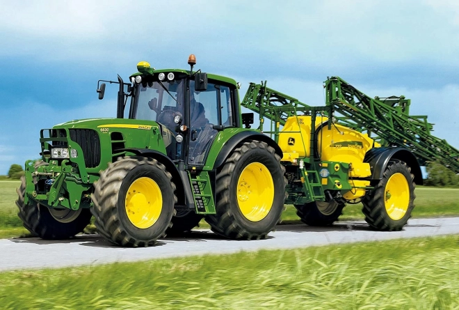 SCHMIDT Puzzle John Deere Traktor 6630 s postřikovačem 40 dílků + model SIKU