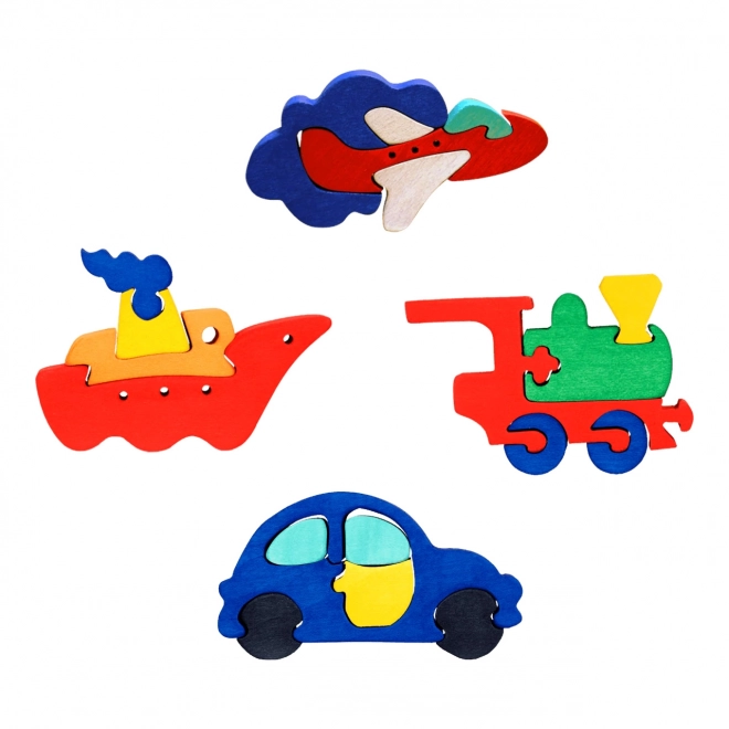 Dřevěné vkládací puzzle sada dopravních prostředků