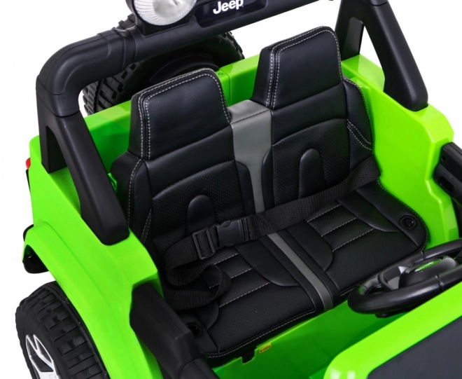 JEEP wrangler rubicon elektrické autíčko pro děti, zelené, 12 V, EVA kola, dálkové ovládání, MP3, LED