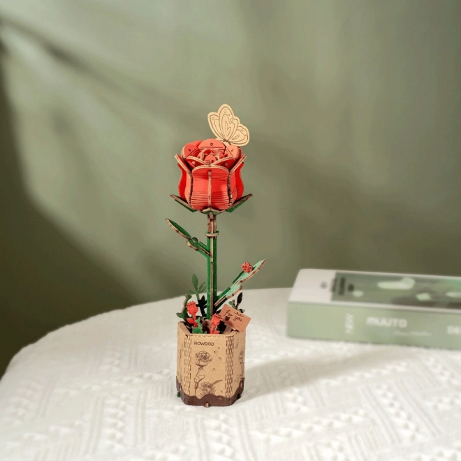 3D dřevěná skládačka Červená Růže