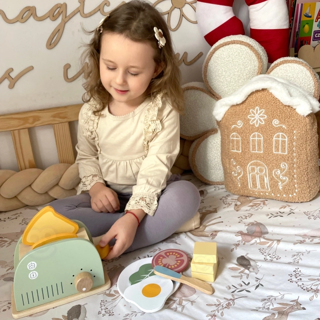 Dřevěný toster pastelový snídaňový set od Tooky Toy