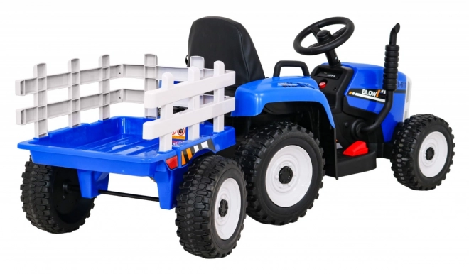Dětský traktor s přívěsem modrý