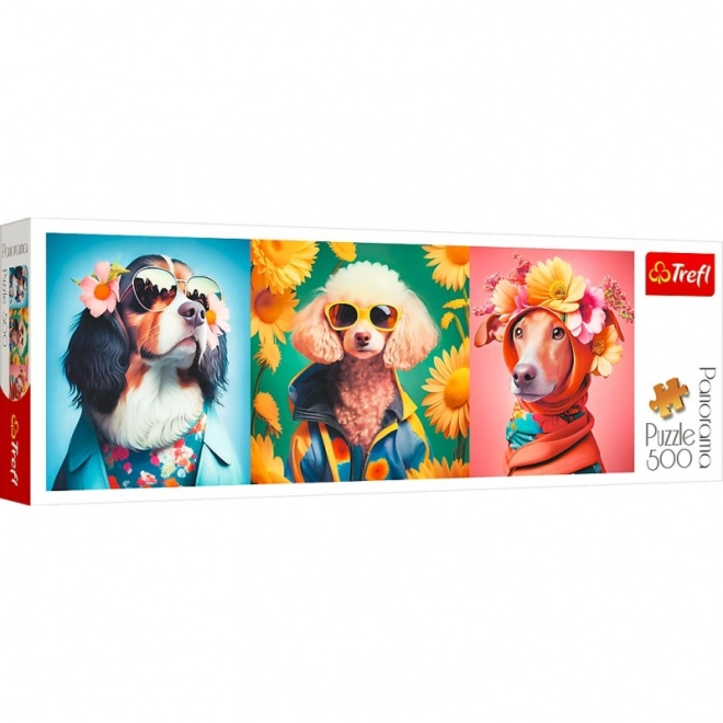 panoramatické puzzle Trefl psi – módní přehlídka, 500 dílků