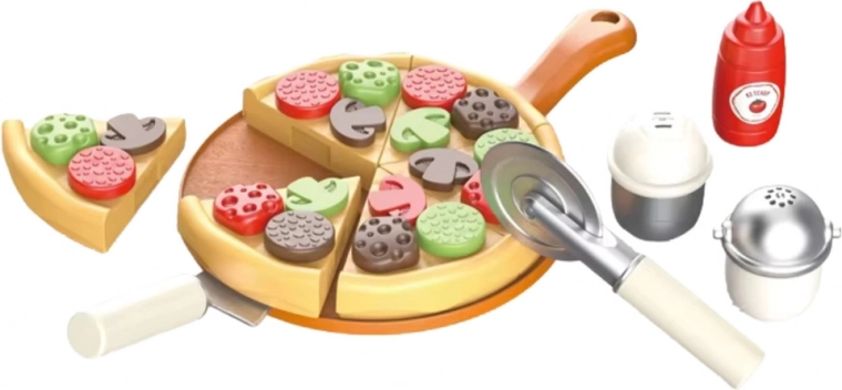 Pizza s doplňky a náčiním