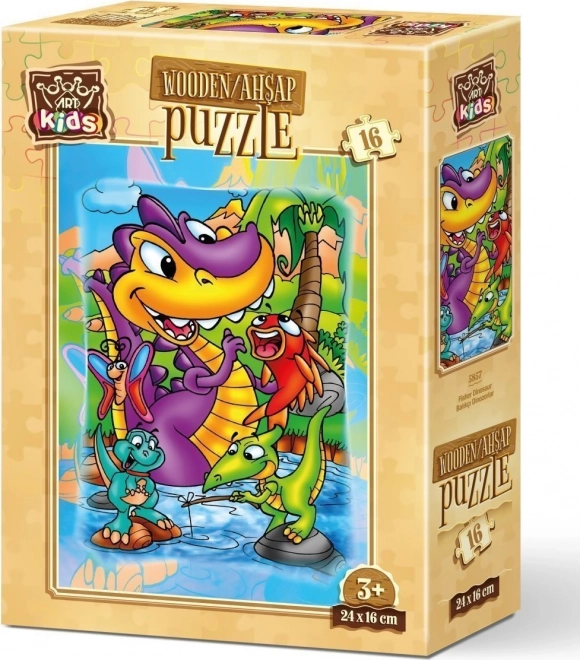 ART PUZZLE Dřevěné puzzle Dinosauři na rybách 16 dílků