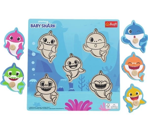 TREFL Dřevěná vkládačka Baby Shark