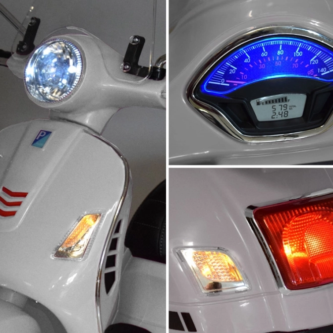 Elektrický skútr Vespa GTS Super pro děti – Bílá