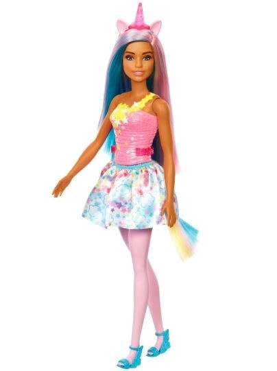 Panenka Barbie Dreamtopia s modrým a růžovým jednorožcem