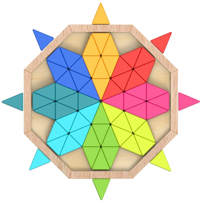 Tooky Toy Osmiúhelníková Dřevěná Mozaika Edukativní Puzzle