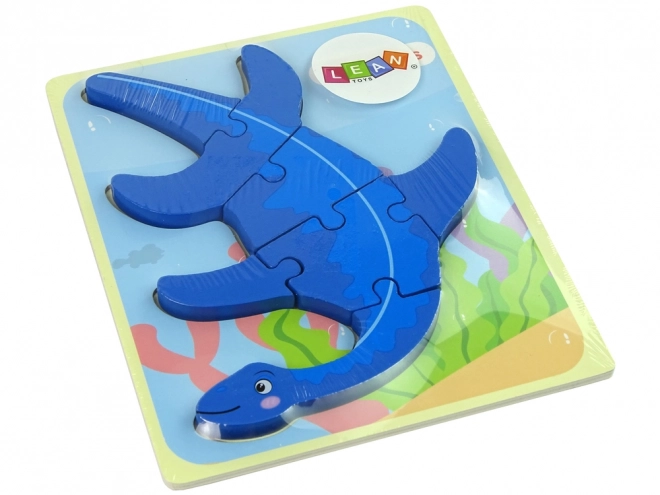Dřevěné puzzle Dinosaurus Pterodaktyl Růžová Pliosaurus Modrá