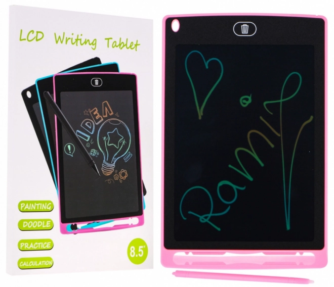 Interaktivní kreslící tablet pro děti 3+ růžový 8,5" + stylus + barevné kresby
