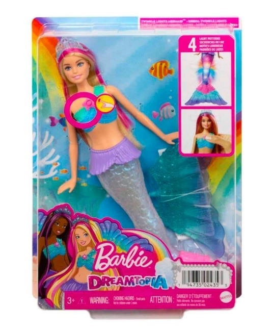 Panenka Barbie Malibu Mořská panna se světélky