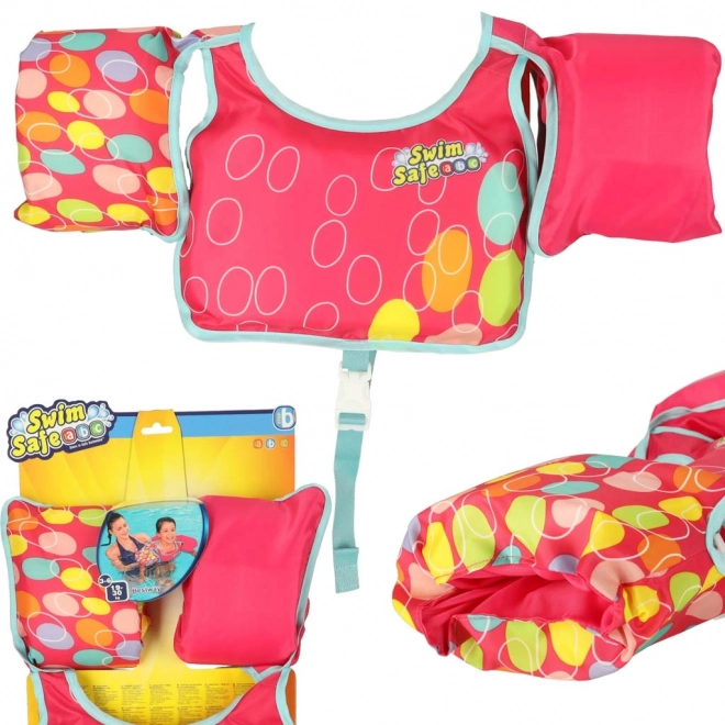 Růžová dětská plavecká vesta s rukávky Bestway 3-6 let, 19-30 kg