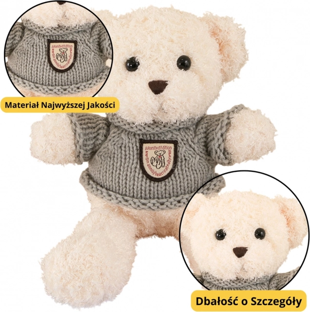 Plyšový medvídek v šedém svetru 26 cm