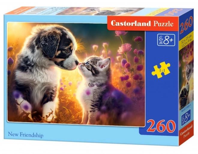 Puzzle 260 dílků Kotě, pes nové přátelství