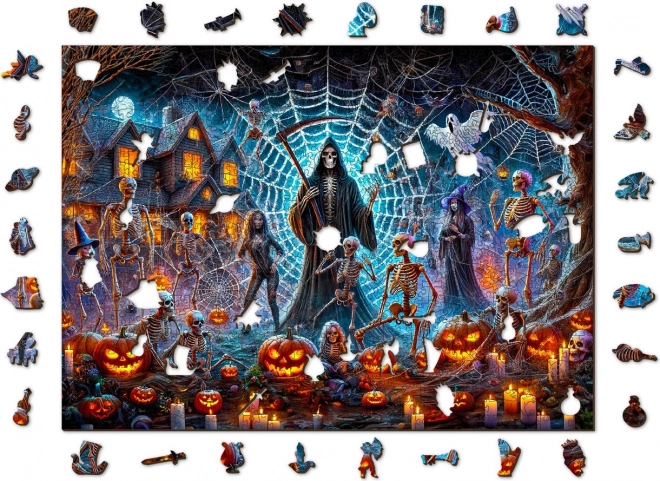 Dřevěné puzzle Halloweenský Pán smrti