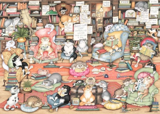 Puzzle Bláznivé Kočky: Bingleyho Knižní Klub 1000 Dílů