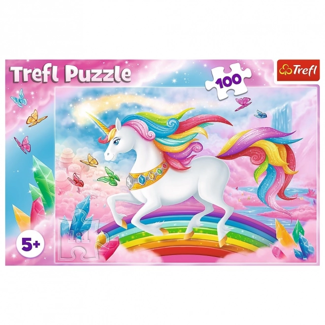 Puzzle V křišťálovém světě jednorožce 100 dílků 41x27,5cm v krabici 29x19x4cm
