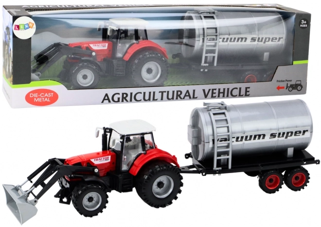 Zemědělský traktor bagr s cisternou Červený pohon