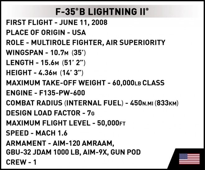 Model bojového letounu F-35B Lightning II z kostiček