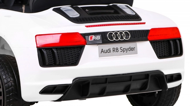 Audi R8 na baterie pro děti Bílá + Dálkové ovládání + EVA + Pomalý start + MP3 LED