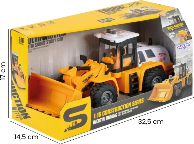 Stavební nakladač Woopie 1:16 s efekty světel a zvuků