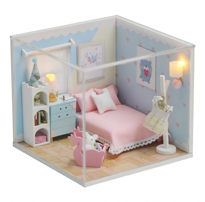 Dvěděti miniatura domečku Útulná koupelna/Domov kočky Mňau