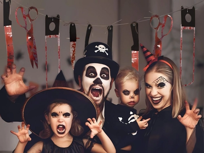 Halloweenská girlanda s krvavými nástroji