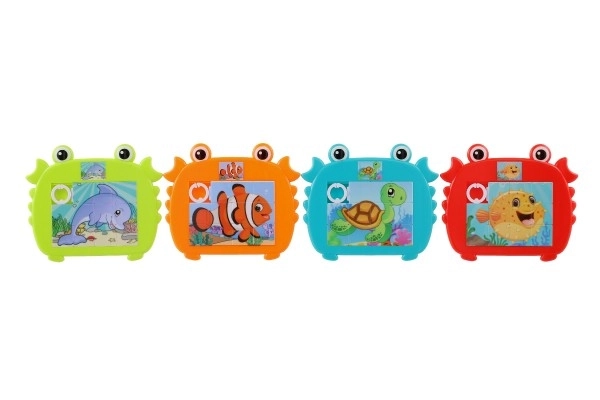 Přesouvačka hlavolam zvířátko plast 12,5x11cm 4 barvy  na kartě