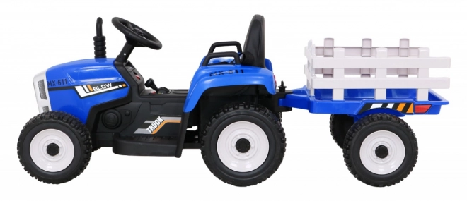 Dětský traktor s přívěsem modrý