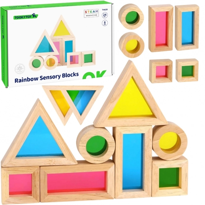 Dřevěné barevné zrcadlové kostky TOOKY TOY