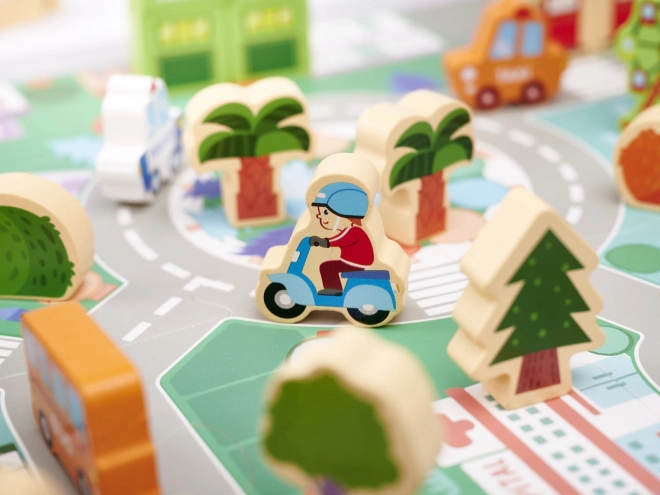 Dřevěné vzdělávací město puzzle 120 dílků