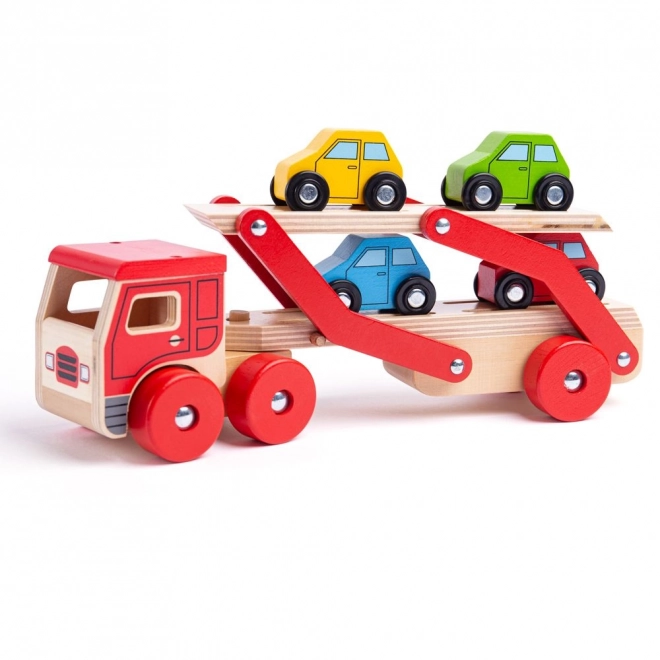 Dřevěný kamion s auty od Bigjigs Toys