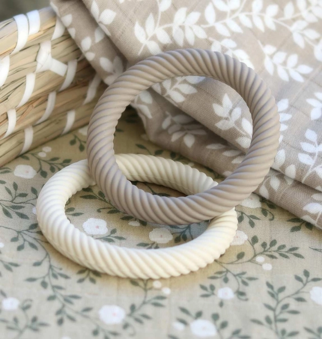 A Little Lovely Company Silikonová kousátka s listy 2 kusy – Taupe