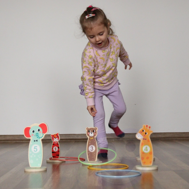 Dřevěná hra zručnosti Tooky Toy - hod na cíl zvířátka