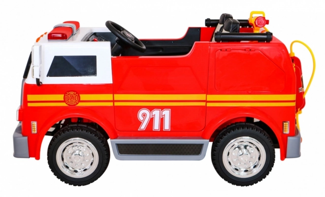 Dětské hasičské auto na baterie + Vodní dělo + Megafon + Hasičský kohout + Pilot