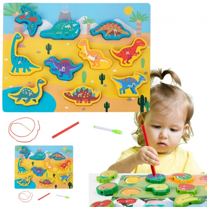 Dřevěná magnetická skládanka Dinosauři